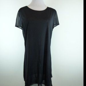 Mark Eisen black semi sheer layered dress short sleeve L